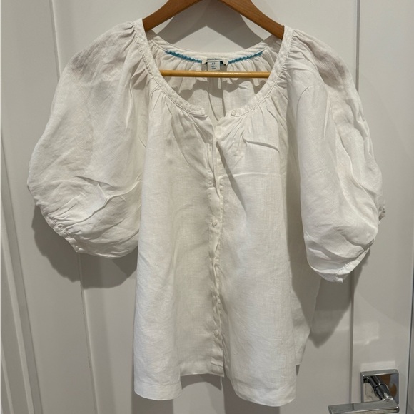 Sundance Graceful Days White 100% Linen Button Top minimalist boho bohemian B19 - Picture 7 of 10